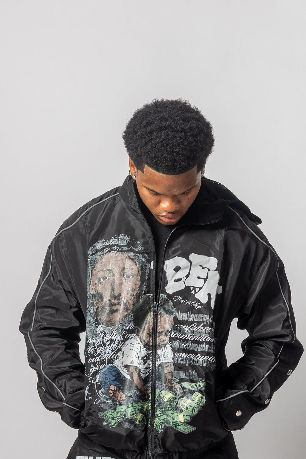 BLACK REFLECTIVE “BALLHOG” WINDBREAKER
